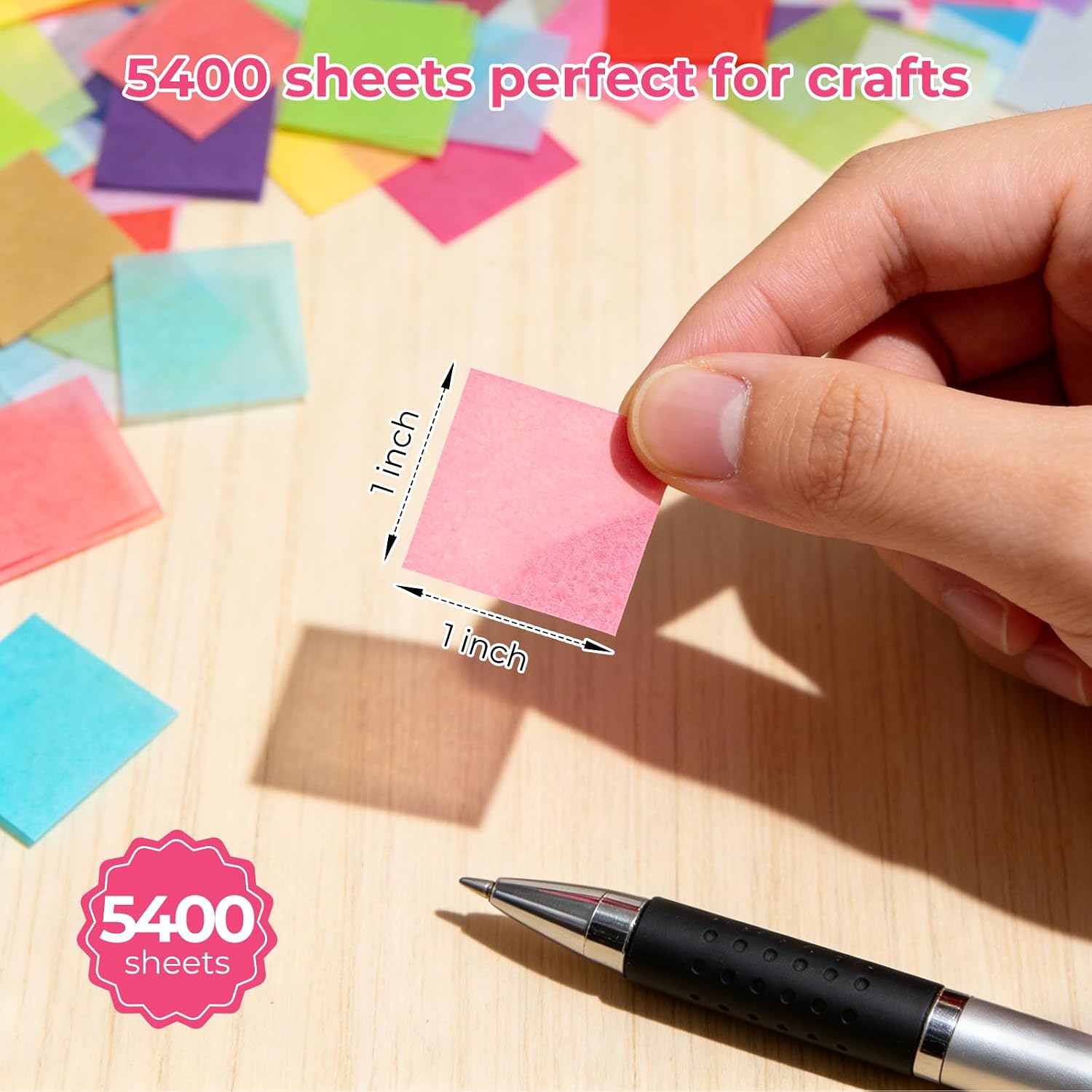 Simetufy 5400 Pcs 1 in Tissue Paper Squares 36 Assorted Colors for Crafts | Art Rainbow Tissue Paper Bulk for Mother's Day. Projects. Collage. Suncatchers. Scrapbooking - Non Bleeding - Image 3